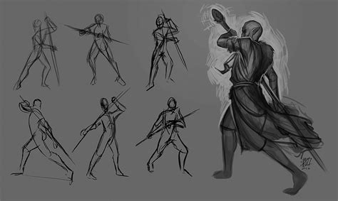 Gesture drawings from bo staff demo vids. They’re pretty great for mage pose inspo! Picked my ...