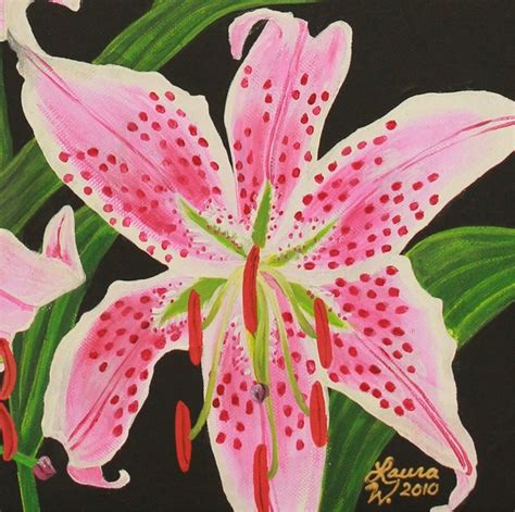 Original Stargazer Lily Acrylic Painting – Magnetic Earrings & Other Wonderful Things