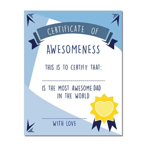 Dad Award Certificate Best Dad Award Father's Day Sign - Etsy