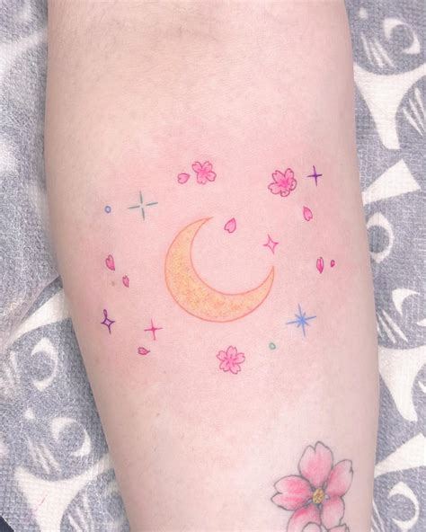 Cartoon Crescent Moon Tattoo