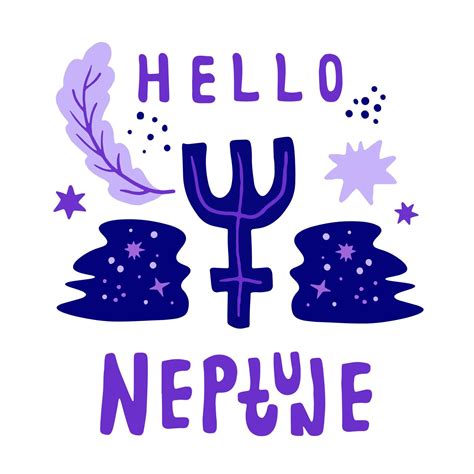 Astrology symbol Neptune print art with text 10450558 Vector Art at ...