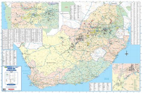 South Africa Mining & Minerals Wall Map -- MapStudio