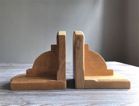 Vintage Wooden Bookends Set of 2 Light Wood Primitive Book - Etsy UK