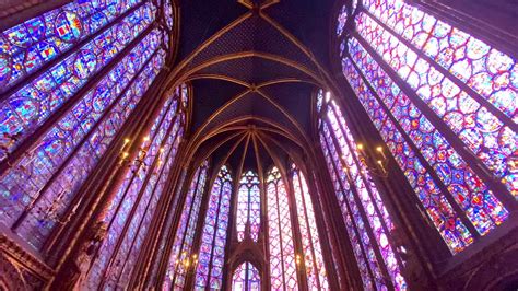 Premium stock video - Sainte-chapelle apse, vaults, stained glass of the upper chapel in paris ...