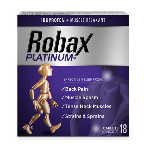 Robax Platinum (18 Count), Pain Reliever (Ibuprofen), Muscle Relaxant (Methocarbamol), Pain ...