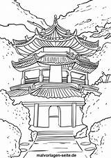 Pagoda Chinese Drawing Coloring Pages Big Sheet Japanese Drawings  sketch template
