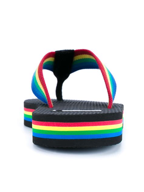 Lyst - Saint Laurent Rainbow Flip-flops in Black