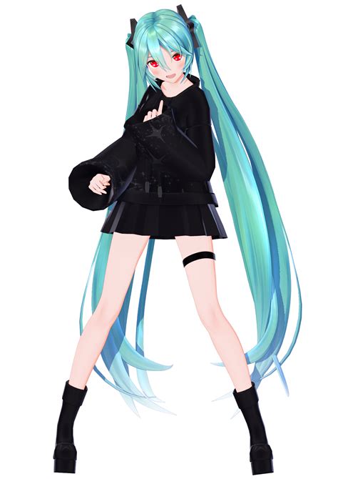 [MMD Model Dl!] YYB Black Star Hoodie Miku by paprika1423 on DeviantArt