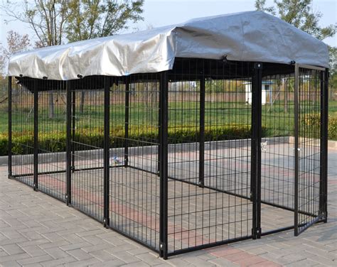 omitree New Modular Dog Kennel with Heavy Duty Welded Steel Panel Pet Cover, 5' W x 10' L x 5.5 ...