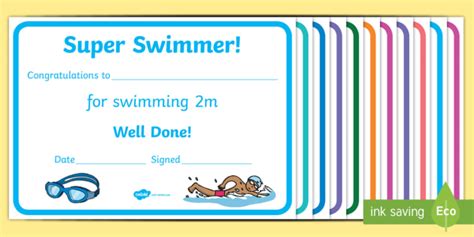 Free Printable Swimming Certificates - FREE PRINTABLE TEMPLATES