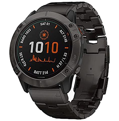 Garmin Fenix 6X Pro Solar with Vented Titanium Bracelet Premium ...