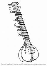 Drawing Sitar Instrument Sketch Coloring Page sketch template
