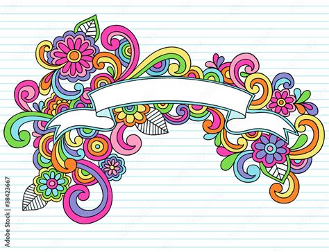 Banner Ribbon Frame Doodles Vector Stock Vector | Adobe Stock