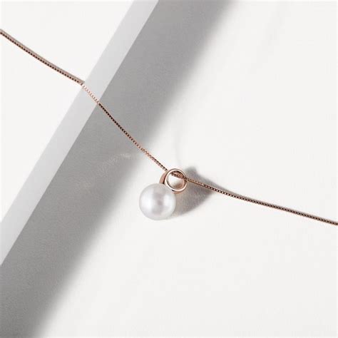 Rose Gold Freshwater Pearl Pendant | KLENOTA