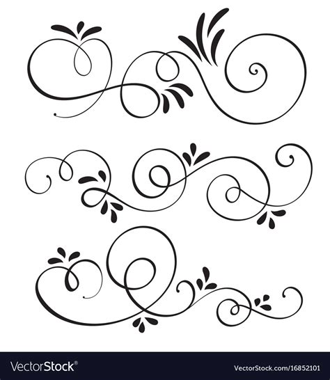 Set of calligraphy flourish art with vintage Vector Image