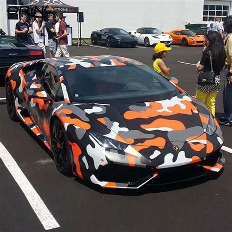 Orange Black Camouflage Car Wrap Film with air bubble Vehicle Car Sticker Camo Vinyl Foil Cover ...