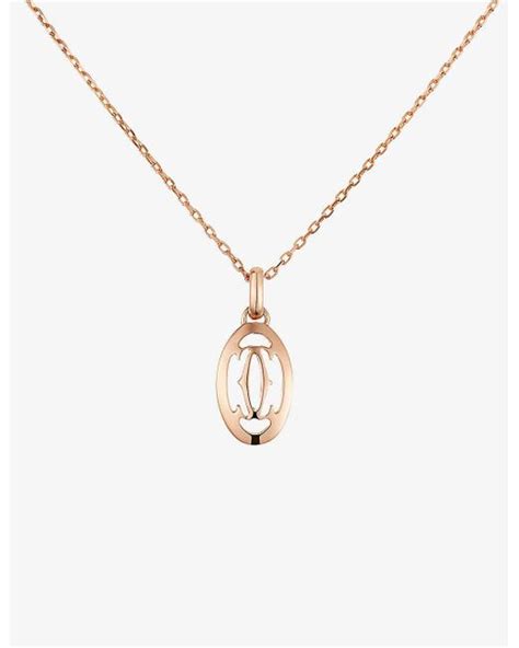 Cartier Double C Logo Rose-gold And Diamond Necklace in White | Lyst