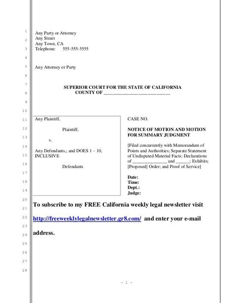 Sample California motion for summary judgment by plaintiff