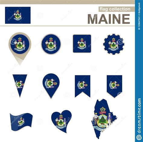 Maine Flag Collection stock vector. Illustration of maine - 129647541