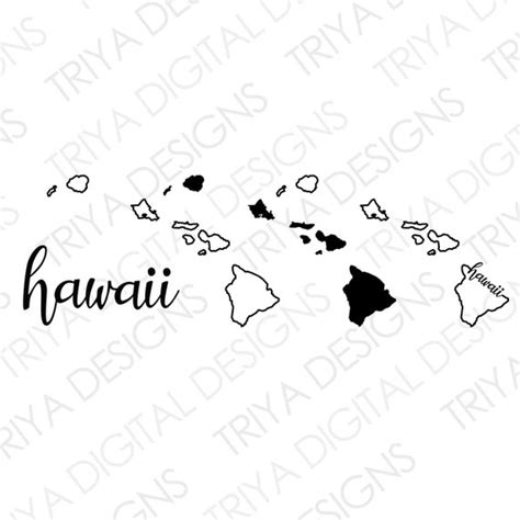 Hawaii SVG Bundle Hawaiian Islands Outline with Text Cut | Etsy