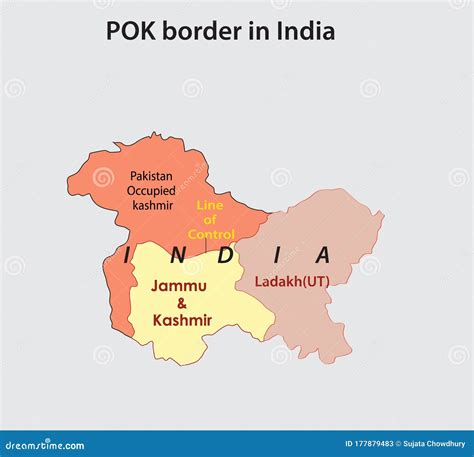 Kashmir and Ladakh Map in India.vector Illustration of Kashmir Map in ...