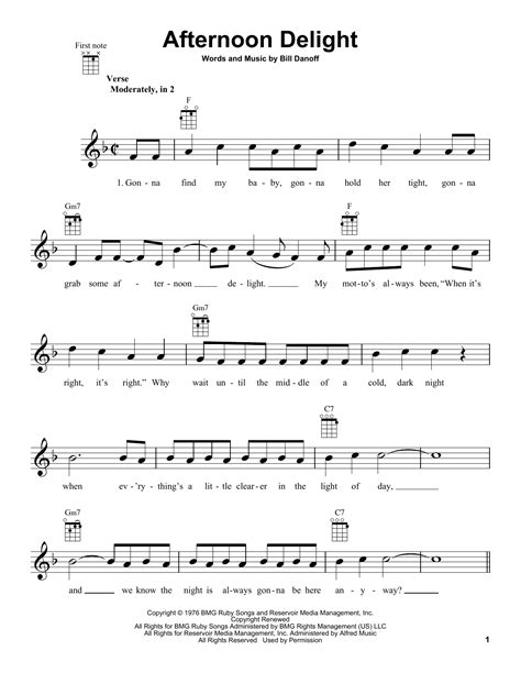 Afternoon Delight sheet music by Starland Vocal Band (Ukulele – 162140)