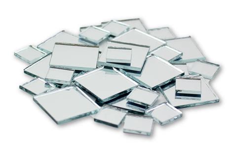 Glass Craft Mini Square Mirrors 1/2 & 1 Inch 25 Pieces Mosaic Mirror Tiles