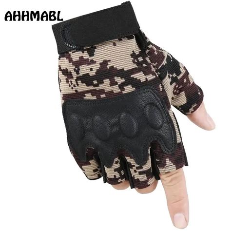 Outdoor Tactical Fingerless Gloves Military Camouflage Men's Mittens Biker Combat Fishing ...