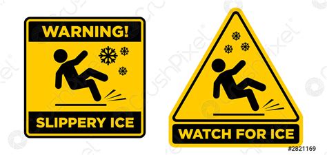 Slippery ice warning sign - stock vector 2821169 | Crushpixel