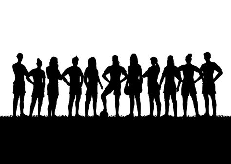 Silhouette Of Womens Soccer Team Vector Illustration Stock Illustration ...