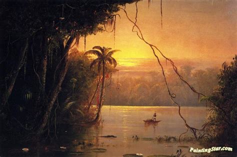 Jungle Scene, Sunset Artwork By Norton Bush Oil Painting & Art Prints On Canvas For Sale ...