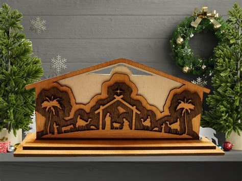 Wooden Nativity Scene Set With Stand, Perfect Christmas Decoration, Laser Cut Hand Finished ...