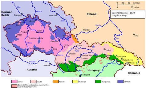 Linguistic map of Czechoslovakia, 1930 | Illustrierte karten, Landkarte und Geschichte