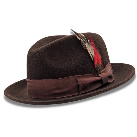 Brown 2 ¼" Brim Beaver Look Felt Hat | Suits Outlets Men's Fashion