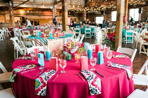 Colorful Reception Table Linens and Napkins