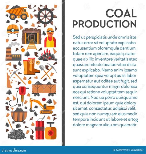 Mine Industry, Coal Mining Poster, Machinery and Industrial Equipment Stock Vector ...