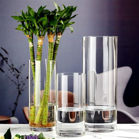 Cylinder Vases Clear Glass Set of 3 Vases - Home Delight Décor