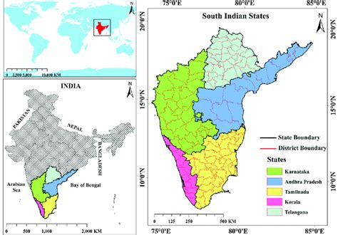 Location map of the five south Indian states | Download Scientific Diagram