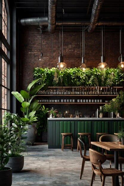 Premium Photo | Modern cozy interior of restaurant in loft style with ...