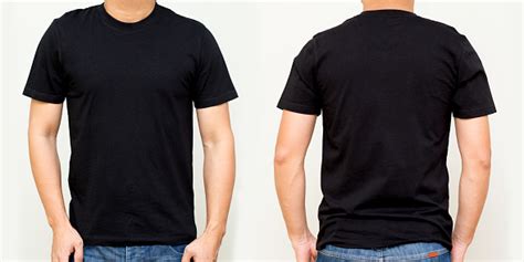 Black Tshirt Front And Back Mock Up Template For Design Print Stock ...