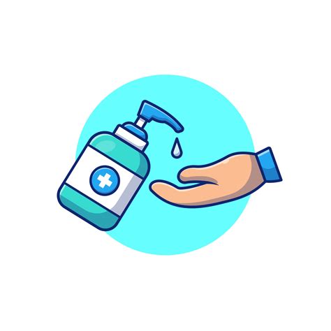 Washing Hand With Hand Sanitizer Cartoon Vector Icon Illustration. People Medical Icon Concept ...