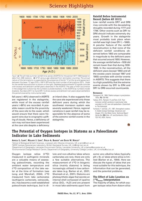 (PDF) The Potential of Oxygen Isotopes in Diatoms as a Paleoclimate ...