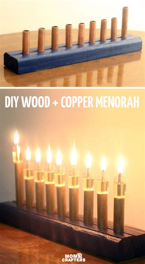 DIY Wood and Copper Menorah * Moms and Crafters