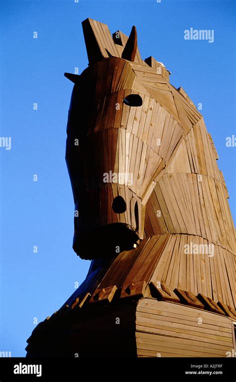 Turkey, Troy. Modern day recreation of the famous wooden Trojan Horse ...