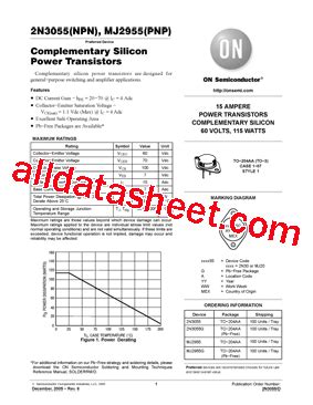 2N3055 Datasheet(PDF) - ON Semiconductor