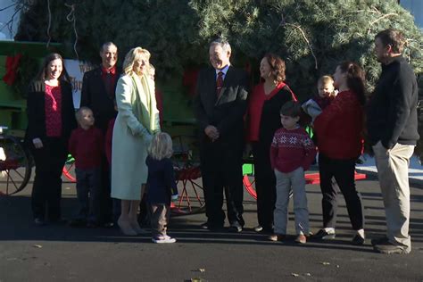 Jill Biden Receives the 2022 White House Christmas Tree, a Tall White Fir