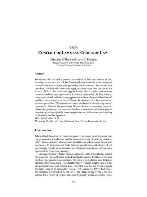 Conflict of Laws and Choice of Law | PDF | Choice Of Law | Precedent