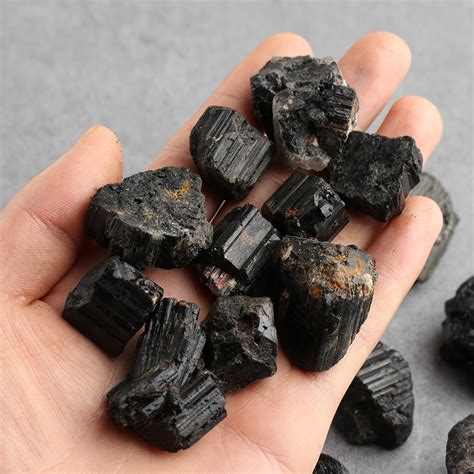 50g/pack Natural Black Tourmaline Crystal Stone DIY Pendant Home ...