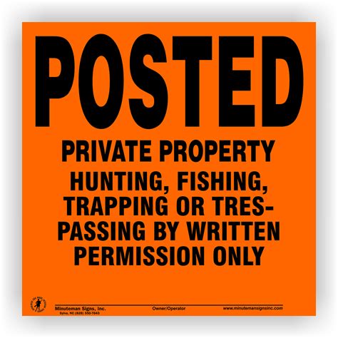 Posted Hunting by WRITTEN PERMISSION ONLY ALUMINUM Sign – No ...