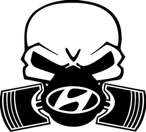 HYUNDAI PISTON GAS MASK SKULL DECAL / STICKER 03